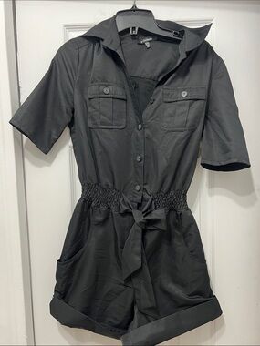 Very black Chateau Black Short-Sleeve Utility Romper